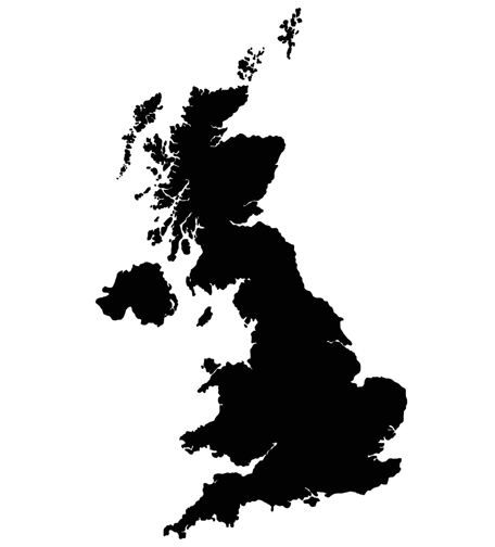 Silhouette map of the United Kingdom
